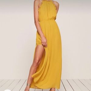 Reformation Yellow Mustard backless dress sz M